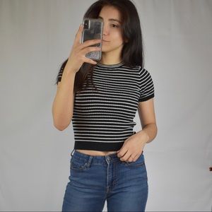 Black and white cropped sweater